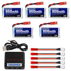 URGENEX 850mAh 3.7V LiPo battery with compact dimensions for drones