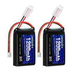 URGENEX SCX24 battery packaging shows compact 7.4V 1200mAh kit for RC use
