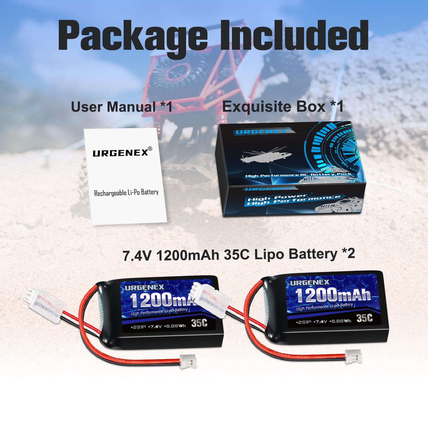 URGENEX SCX24 battery weighs 51g for balanced RC performance