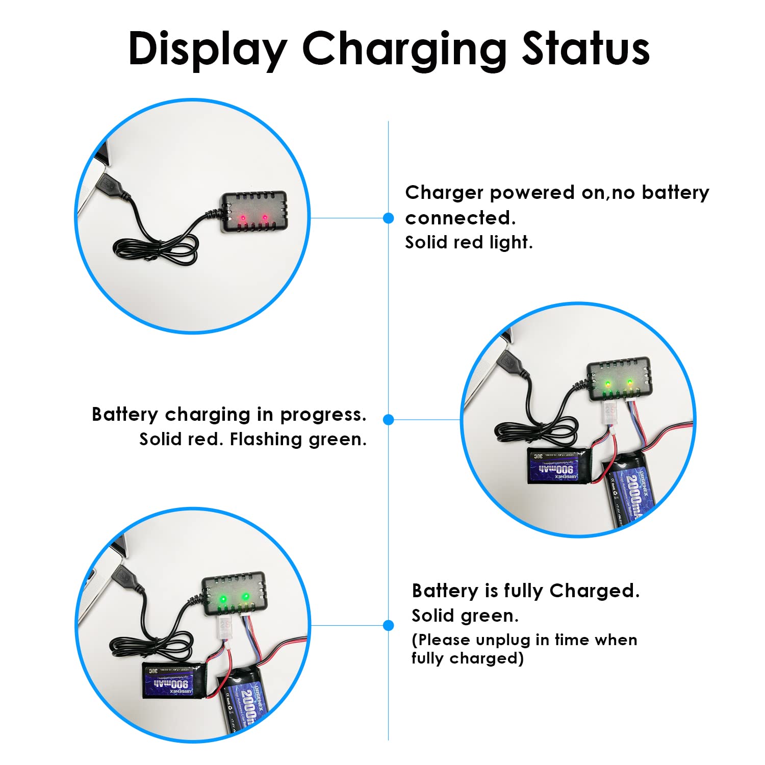 USB charger included for easy, on-the-go recharging.