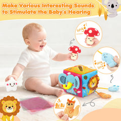URMYWO tissue box toy with elephant pattern stimulates tactile and auditory senses