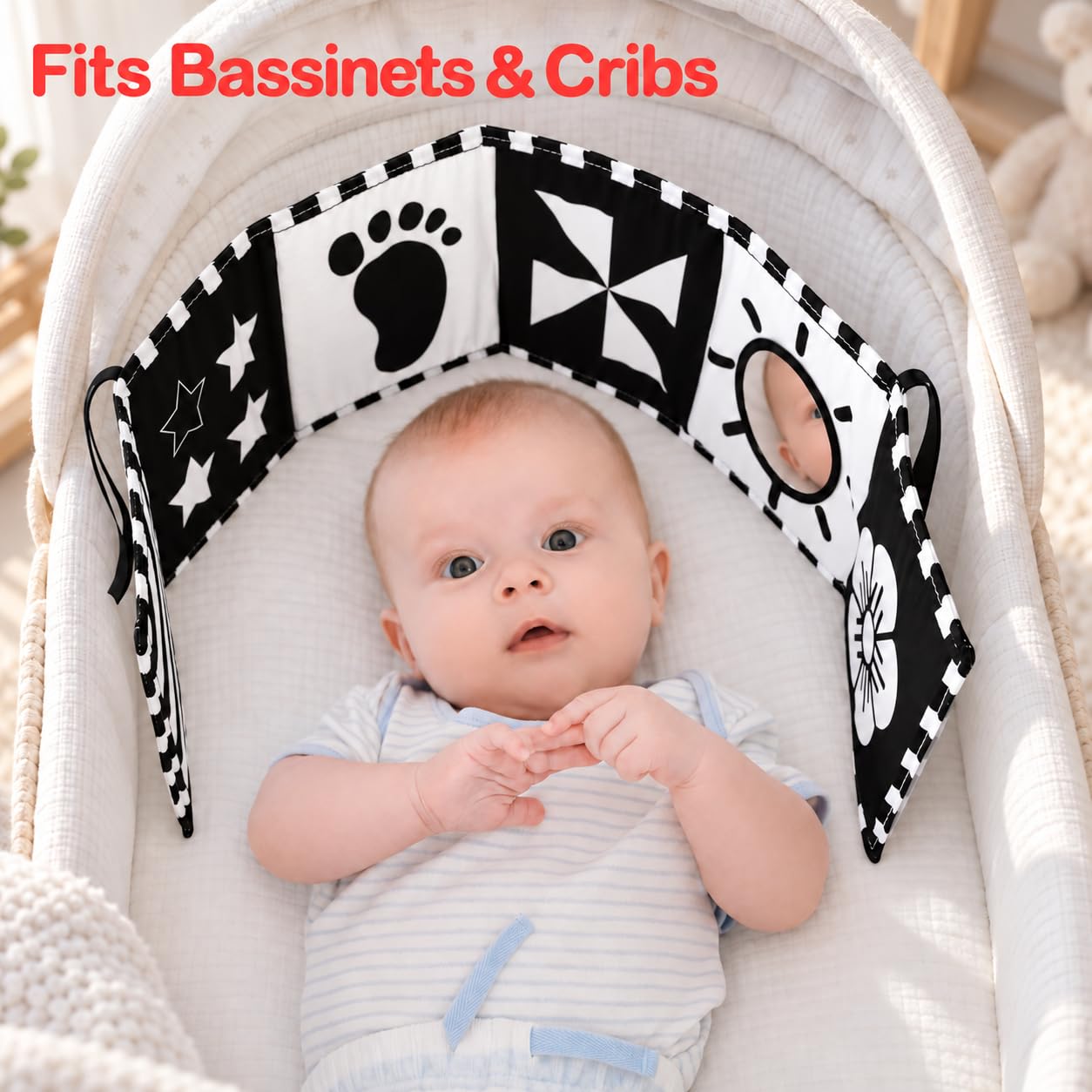 URMYWO attachment strap fastened to crib offering secure placement