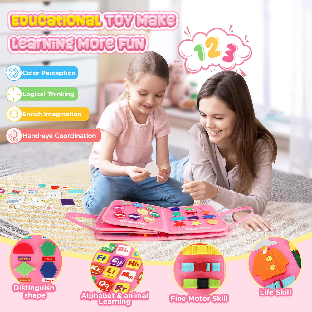 URMYWO Busy Board Pink, Montessori-inspired activity set boosts problem solving