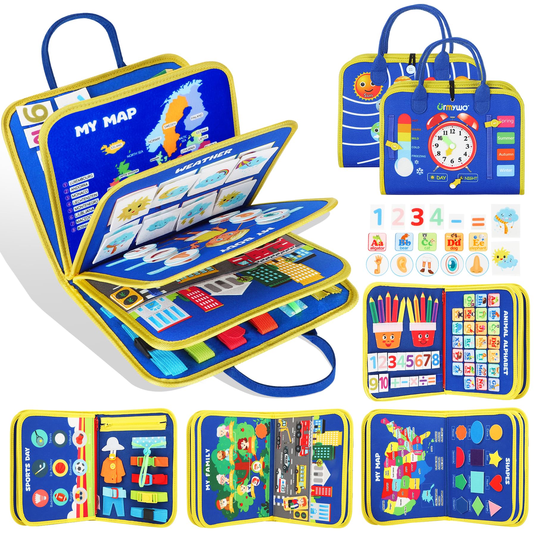 URMYWO Busy Board 12 pages of varied activities for toddlers
