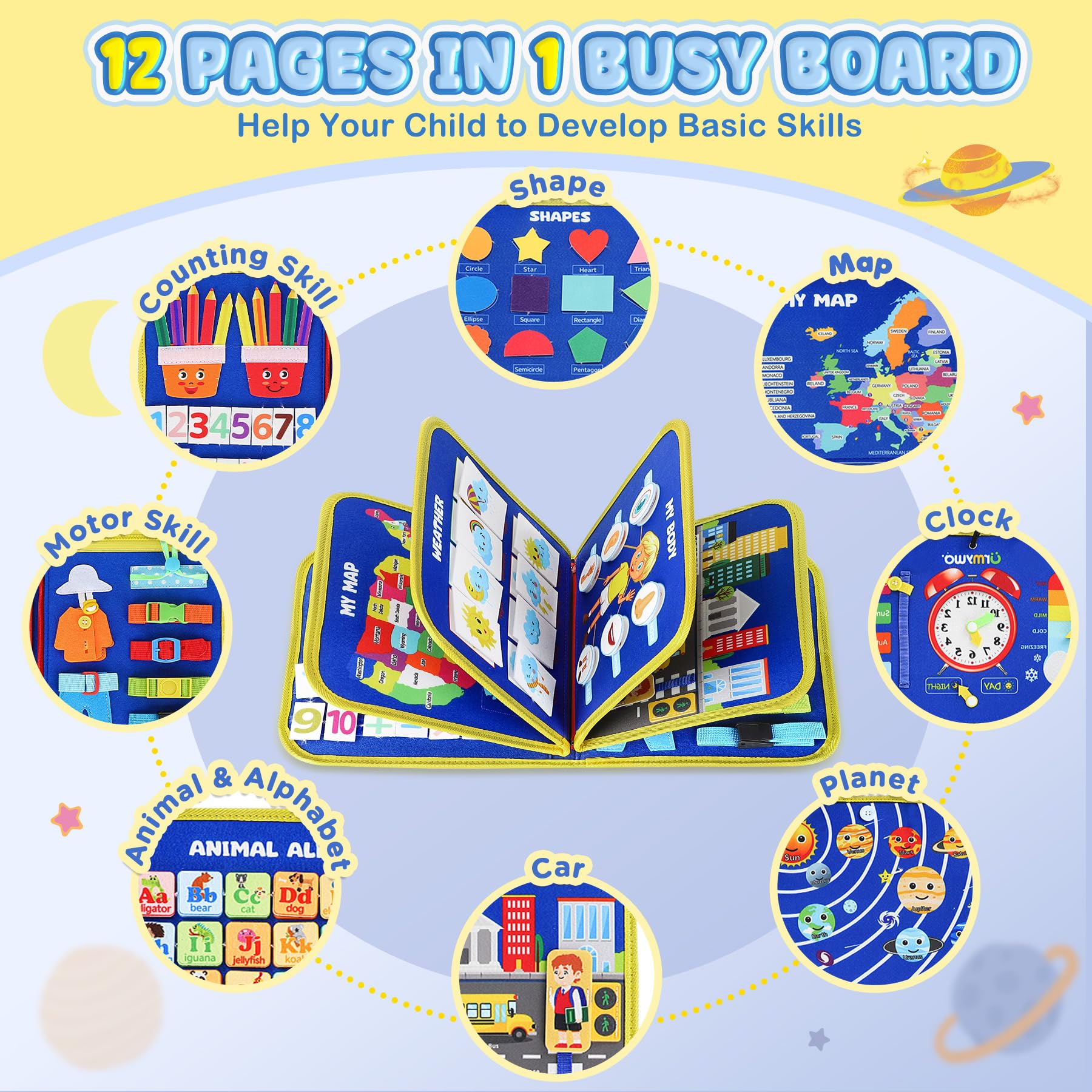 URMYWO Busy Board zipper activity builds finger dexterity