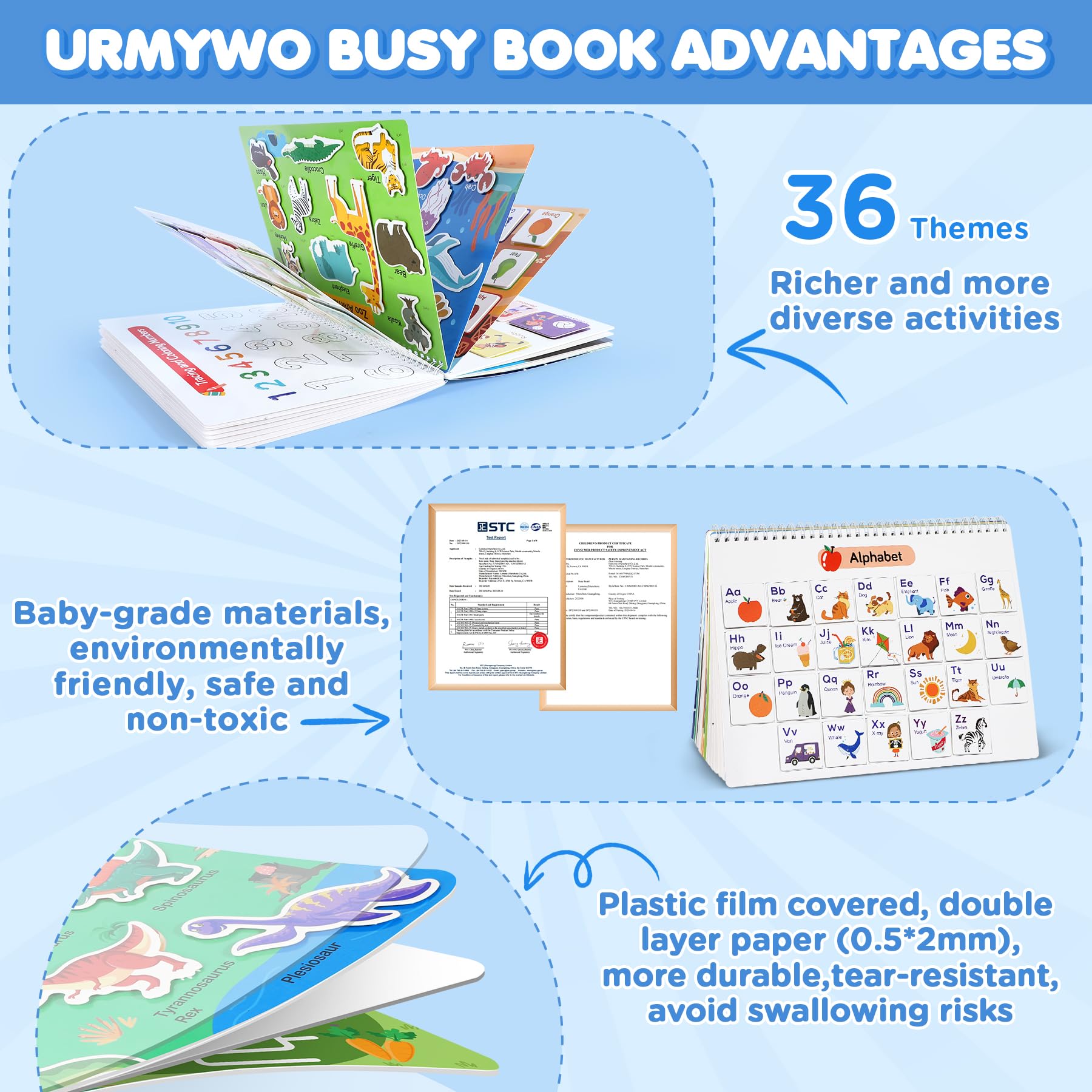 URMYWO Busy Book sticker activity boosts matching and focus.