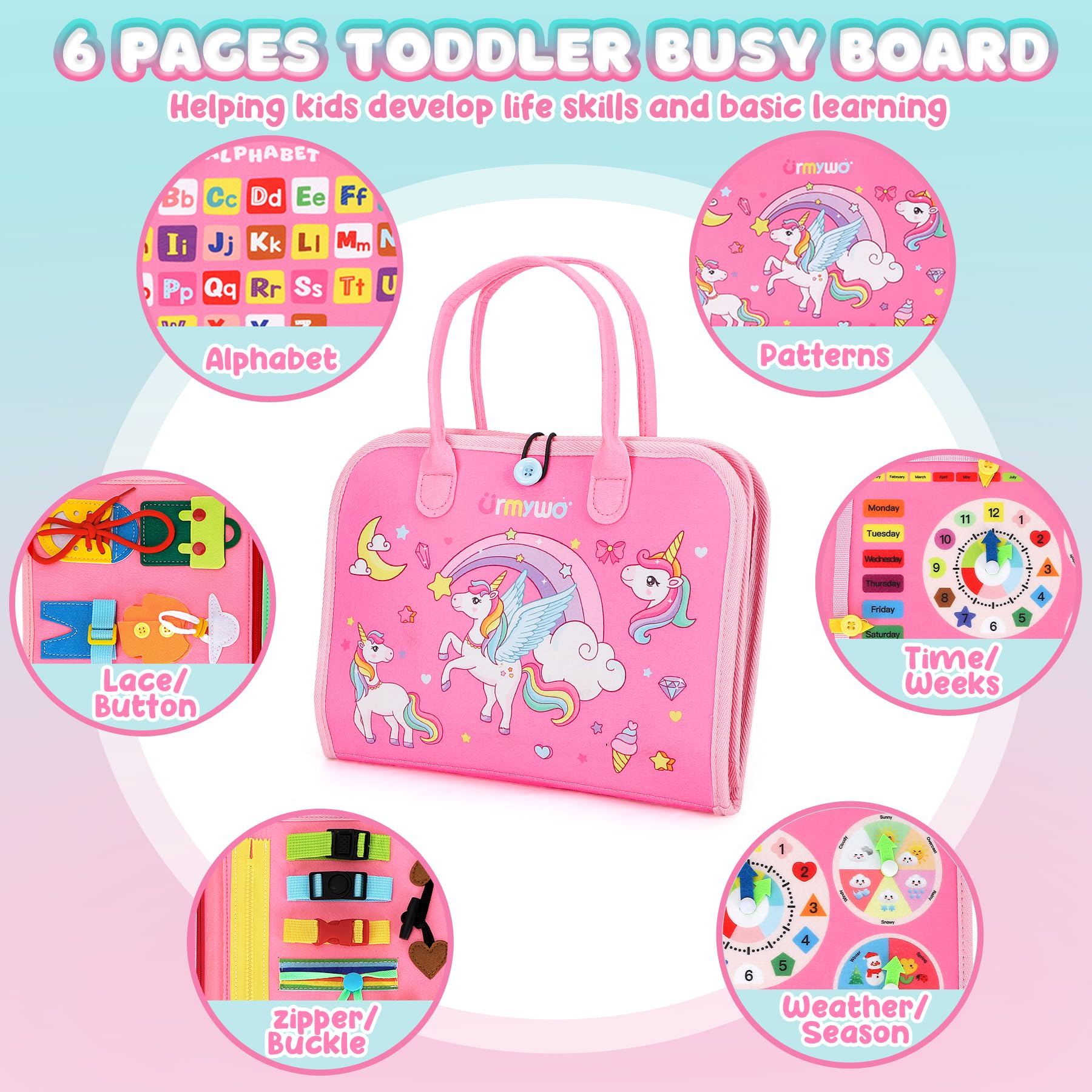 URMYWO Learning Activities Board with fine motor focus supports early skills