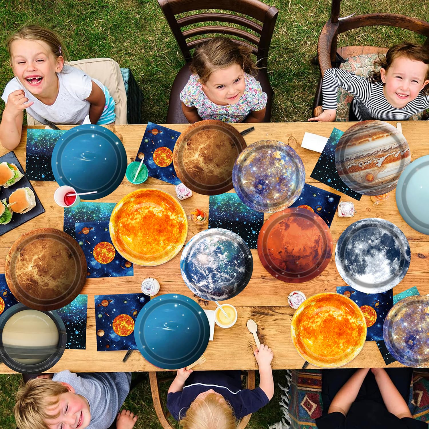 UROINEPA space-themed party decor creates immersive cosmic ambiance