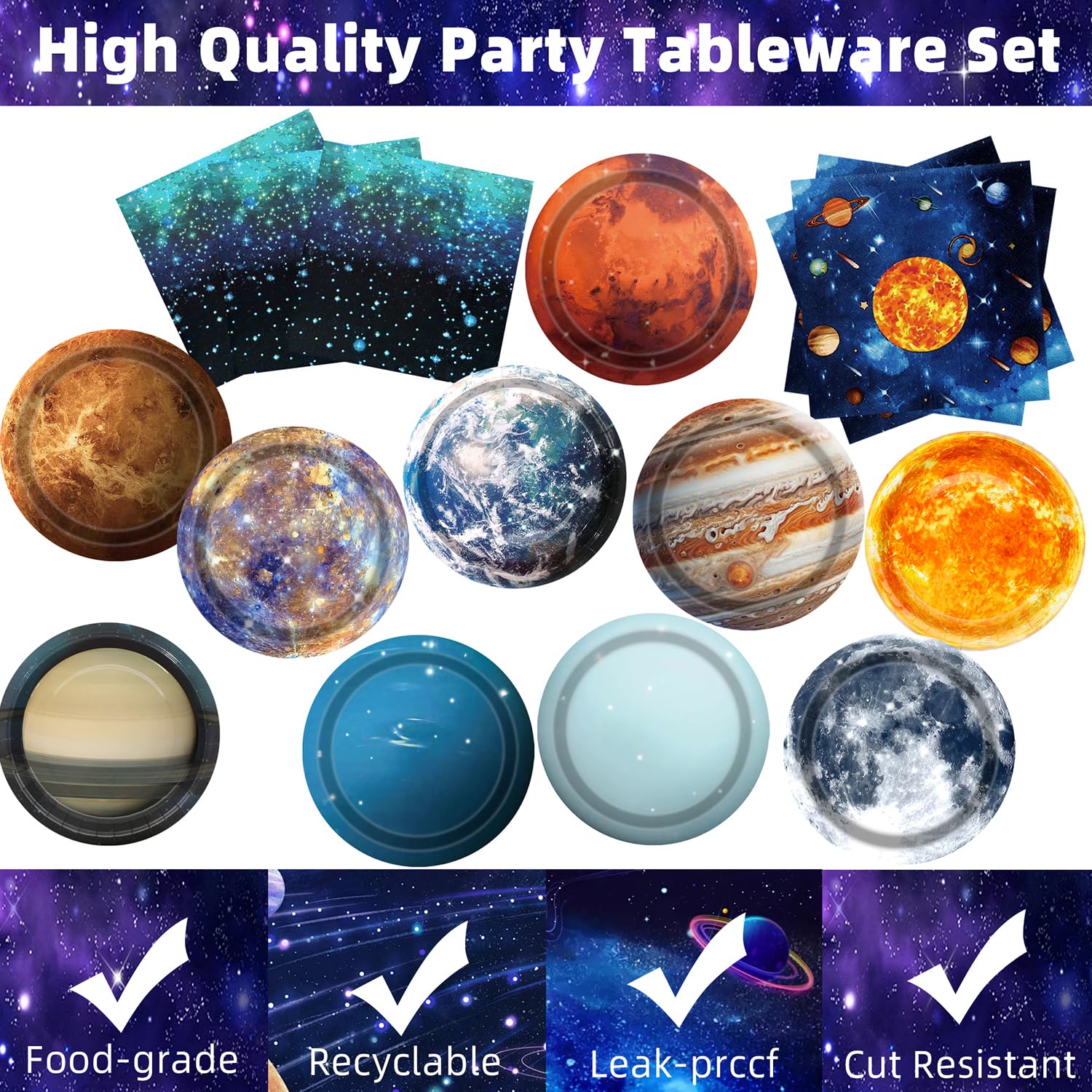 UROINEPA space plates closeup designs highlight vibrant solar system colors