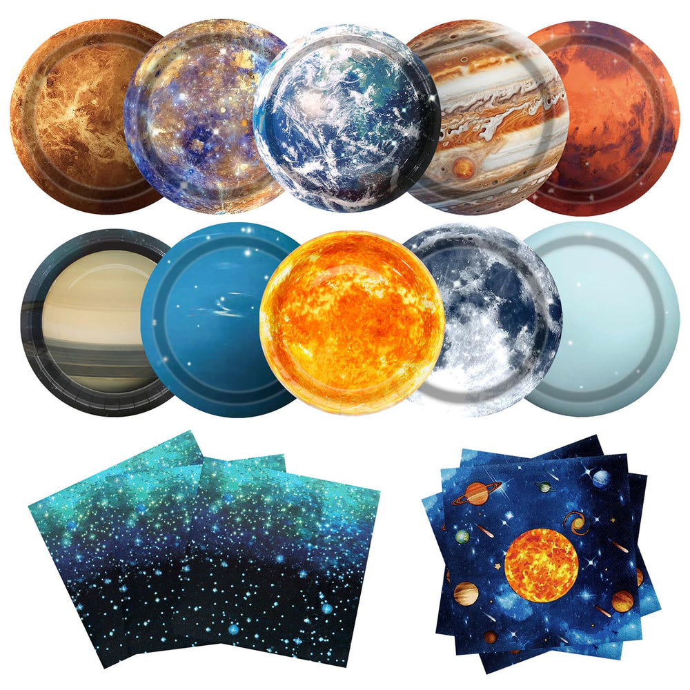 UROINEPA space plates with planet designs for kids' cosmic party meals