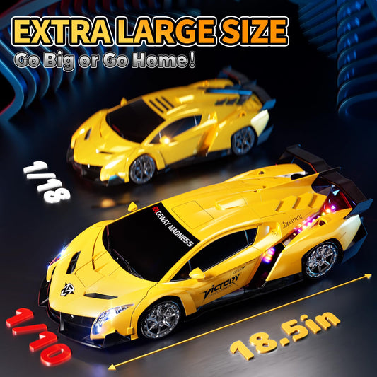 Uregoio RC Car with LED lights and music effects for night-time fun.