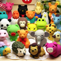 URSKYTOUS 46-pcs animal erasers pack displayed in a colorful display for classroom prizes.