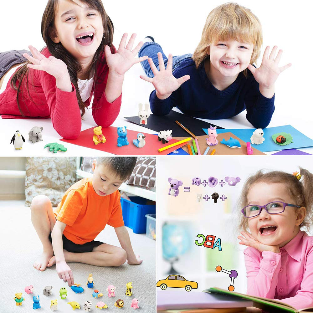 URSKYTOUS animal erasers size about 1 inch, ideal for pencil cases.