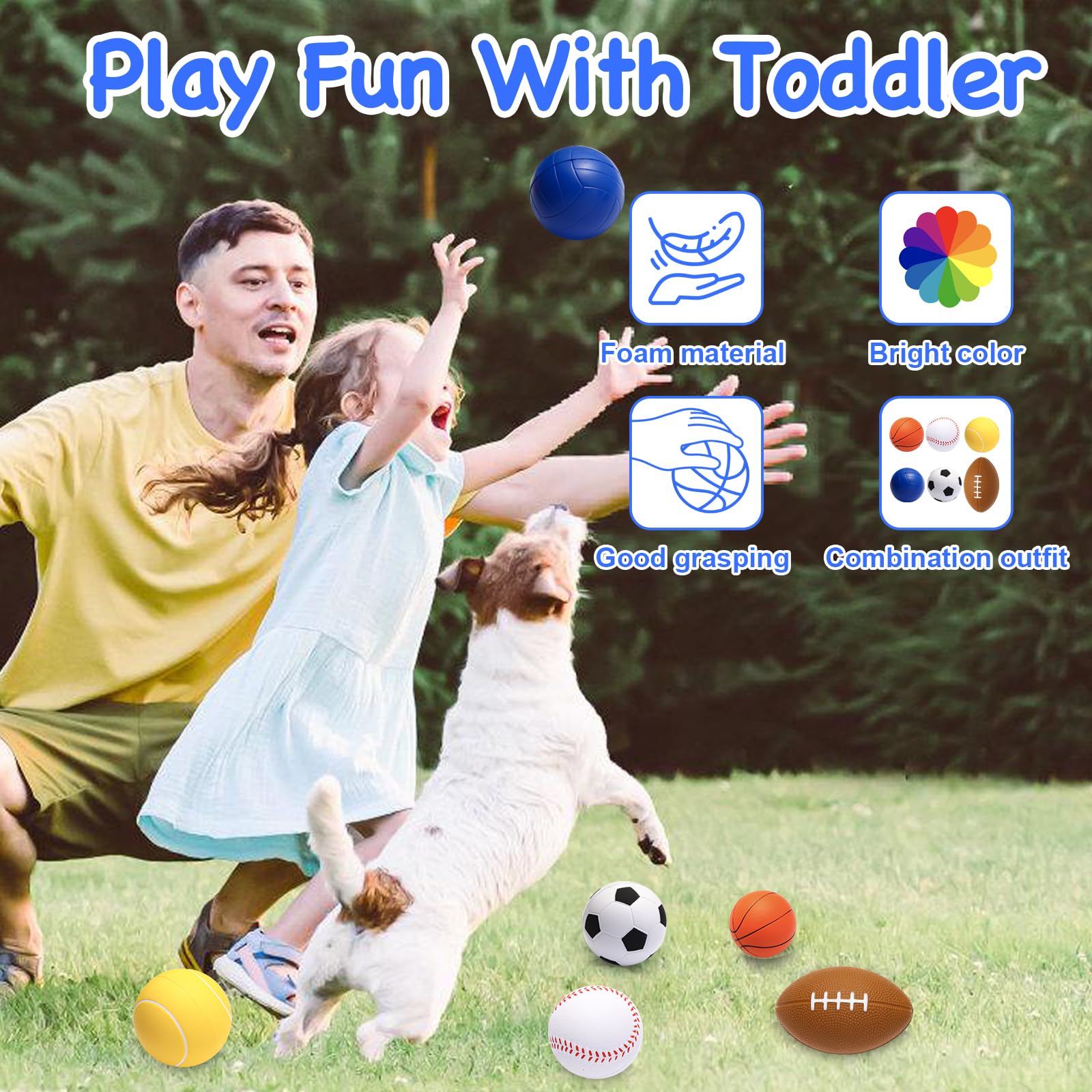 Urspasol child hand grasping a 3.5-inch ball for play.