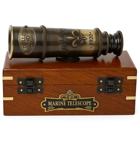 US HANDICRAFTS 1920 Marine Telescope brass-spyglass enhances nautical decor and distant viewing.