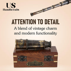 US HANDICRAFTS 1920 Marine Telescope nautical-decor-display adds vintage allure to any room.