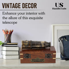 US HANDICRAFTS 1920 Marine Telescope wooden-box showcases premium gift packaging.