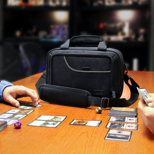 USA Gear Card Deck Storage Bag with elastic strap securing decks during travel