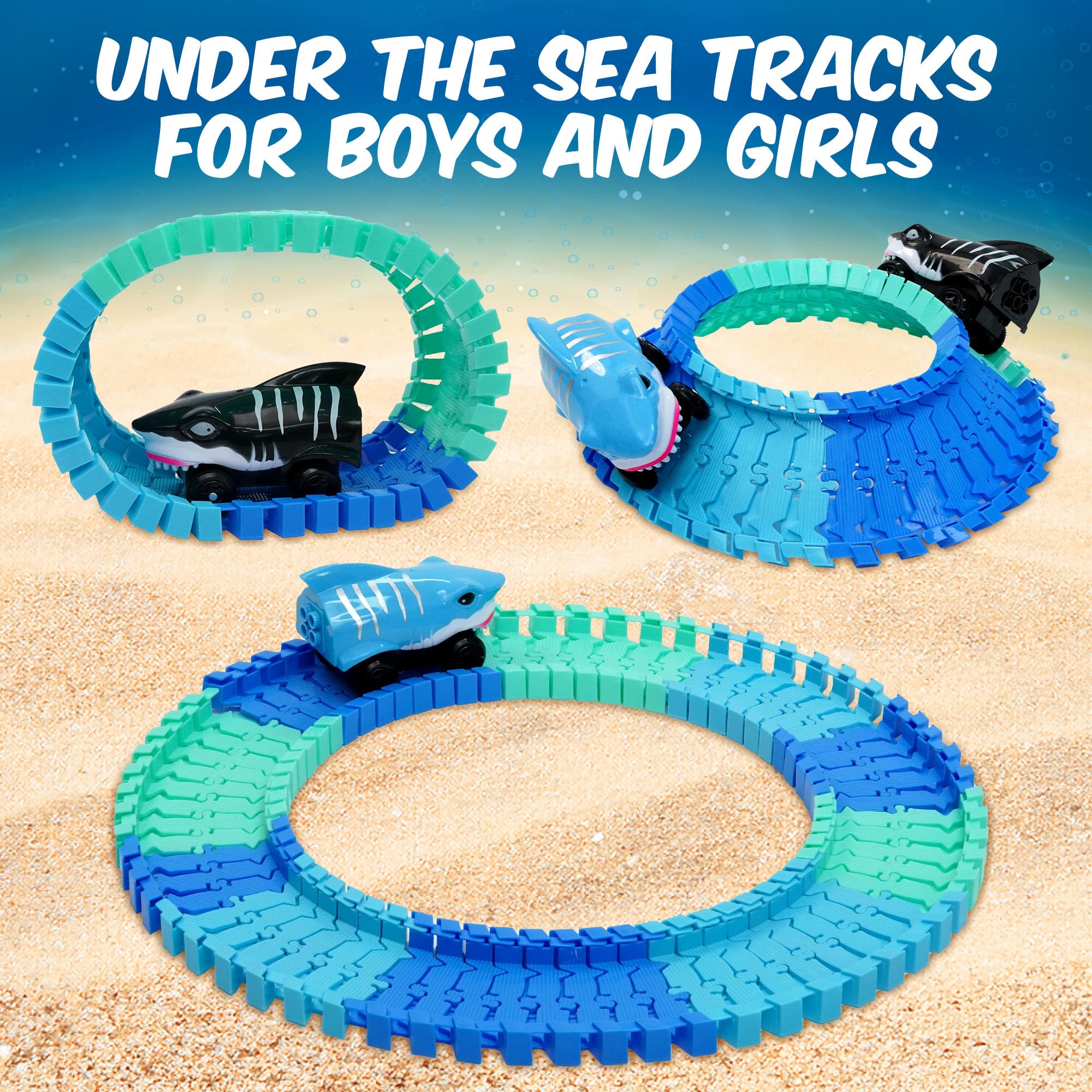 USA Toyz Ocean Race Tracks flexible track pieces bending into unique layouts