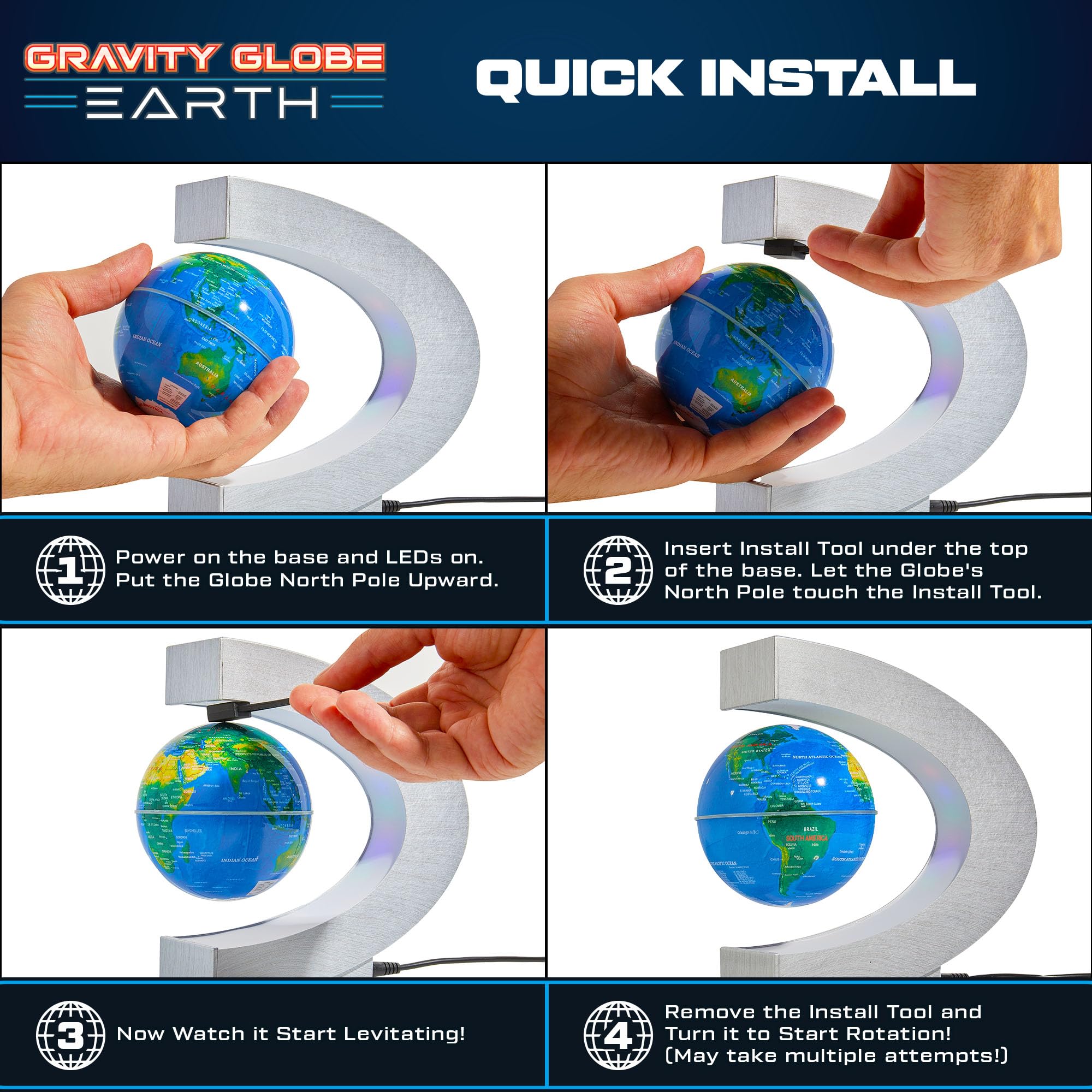 USA Toyz Gravity Globe assembly tool simplifies setup for quick enjoyment.