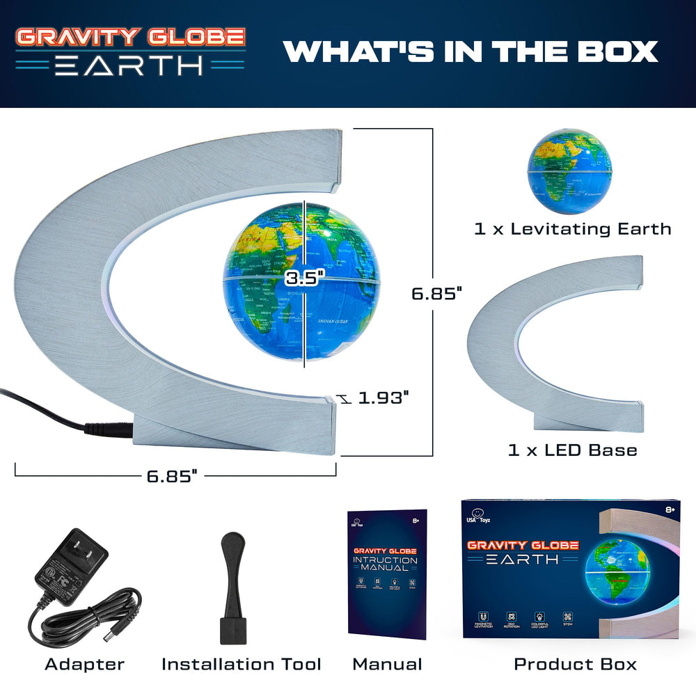 USA Toyz Gravity Globe desk decor showcases a polished complete set.