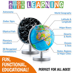 USA Toyz Illuminated Globe constellations view highlights star patterns for night study.