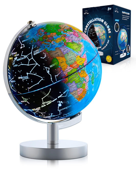 USA Toyz Illuminated Globe stand on a desk enables 360° exploration.