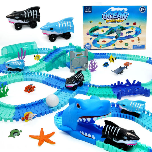 USA Toyz Ocean Race Tracks 265-piece set with flexible pieces for endless layouts