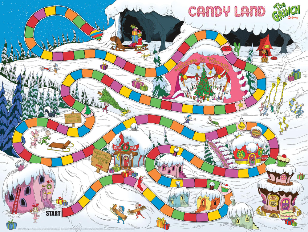 USAOPOLY Candy Land Grinch Mt. Crumpit finish adds festive suspense.