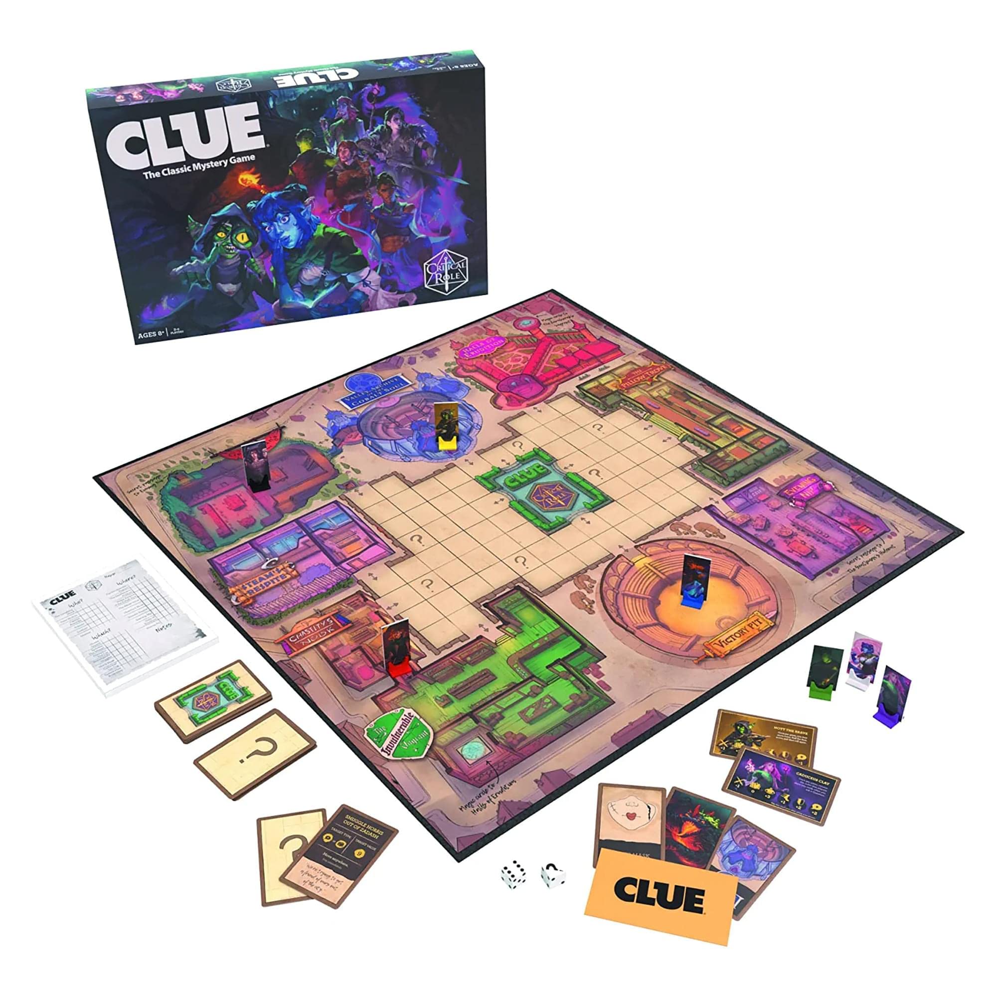 USAOPOLY Clue Critical Role gameboard for immersive mystery play with friends