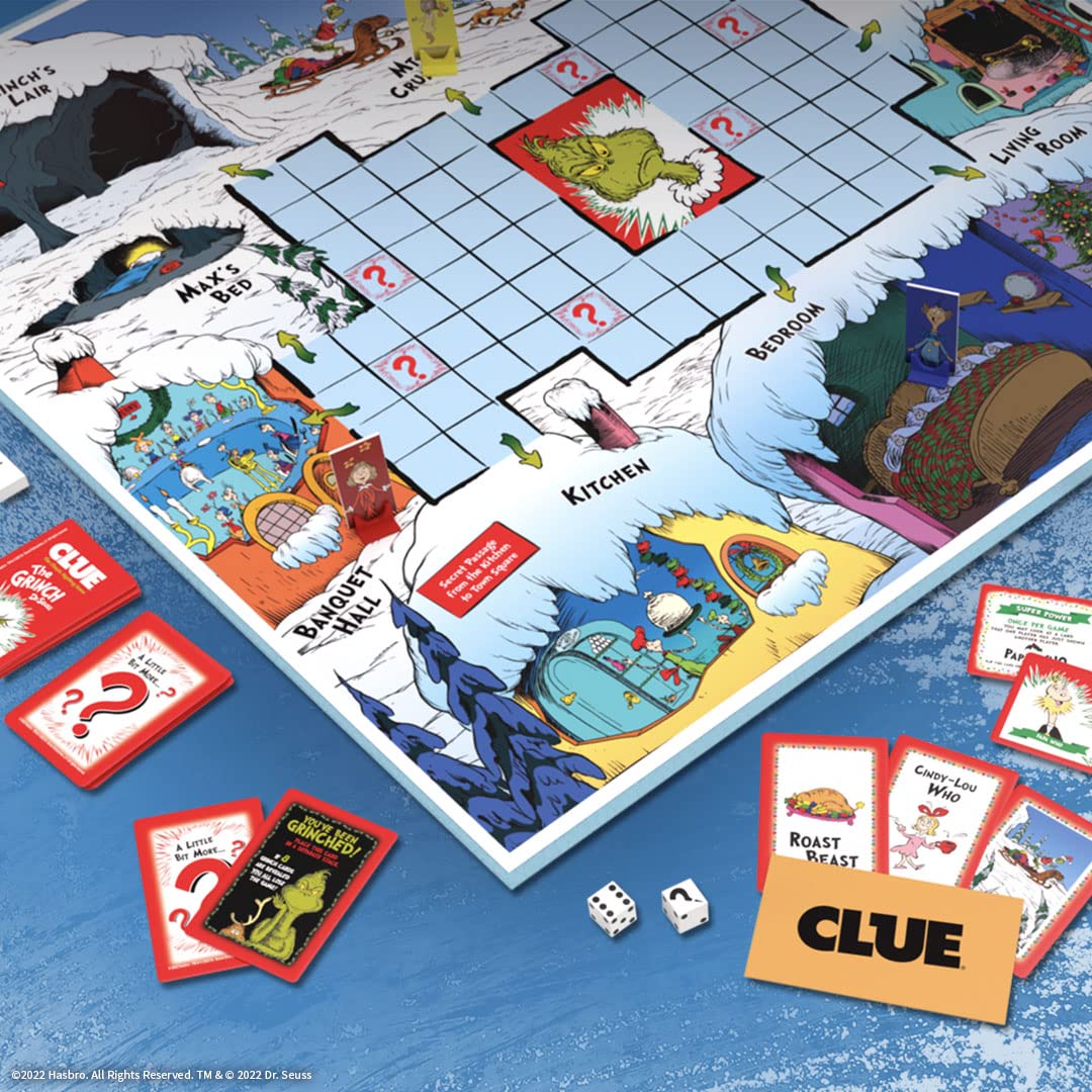 USAOPOLY Clue The Grinch character cards showcase Whoville personalities