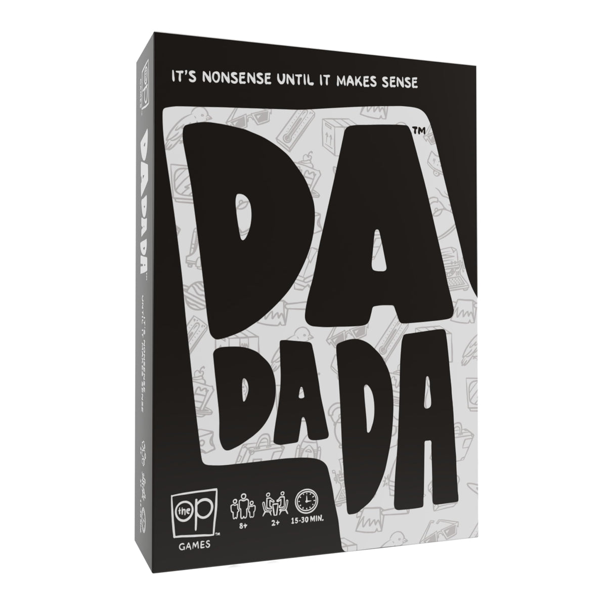 USAOPOLY Dadada box-front with players ready to play for a lively game night.