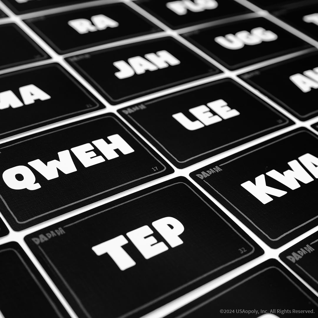 USAOPOLY Dadada language-creation concept shown in action.