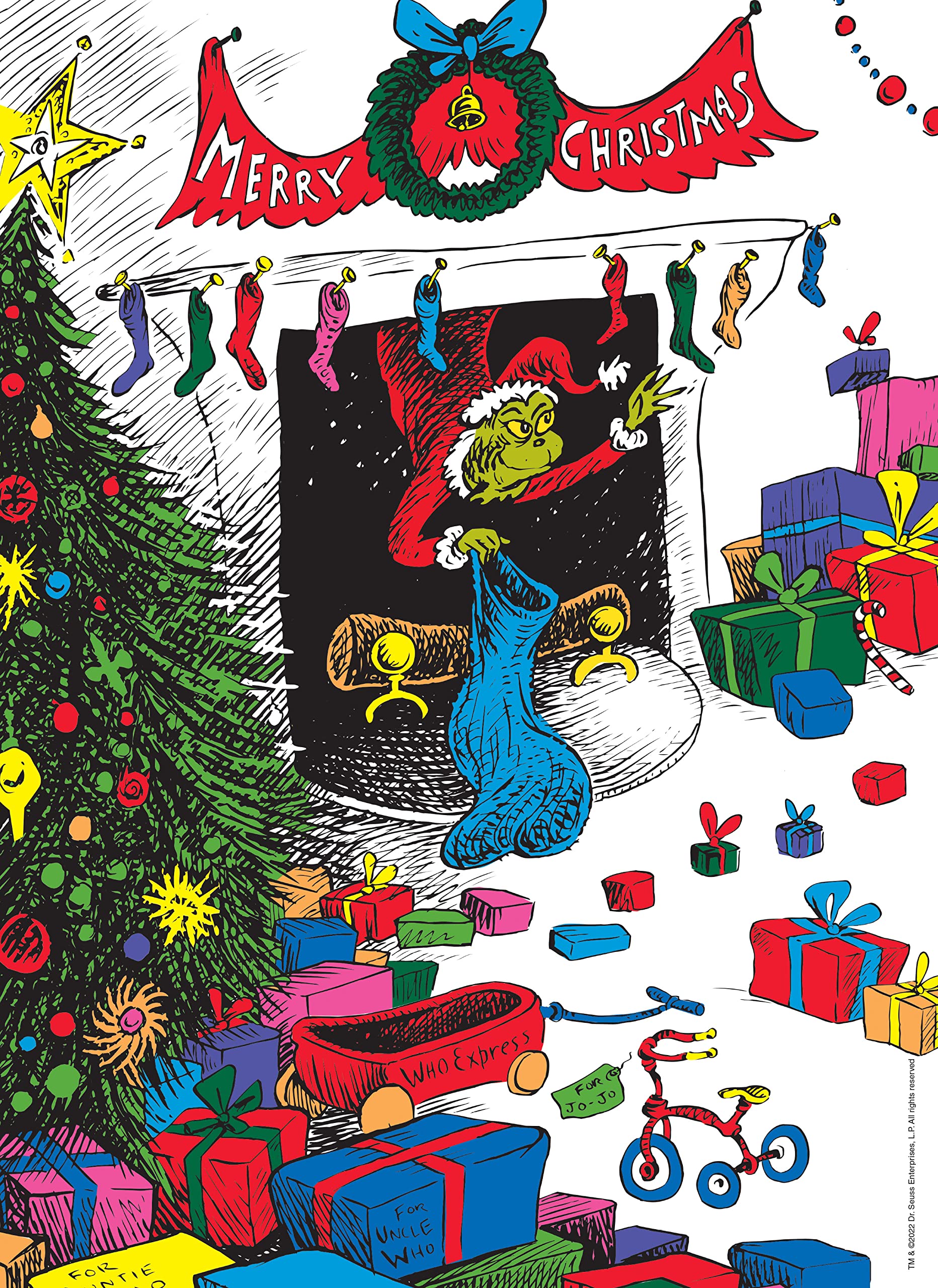 USAOPOLY Dr. Seuss Merry Grinchmas finished puzzle 19 by 27 inches ready for display