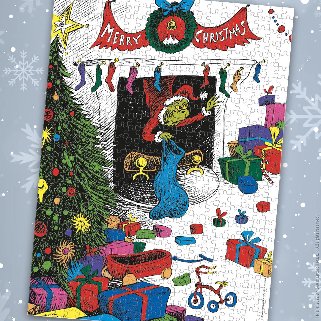 USAOPOLY Dr. Seuss Merry Grinchmas fireplace stocking theft scene for family viewing