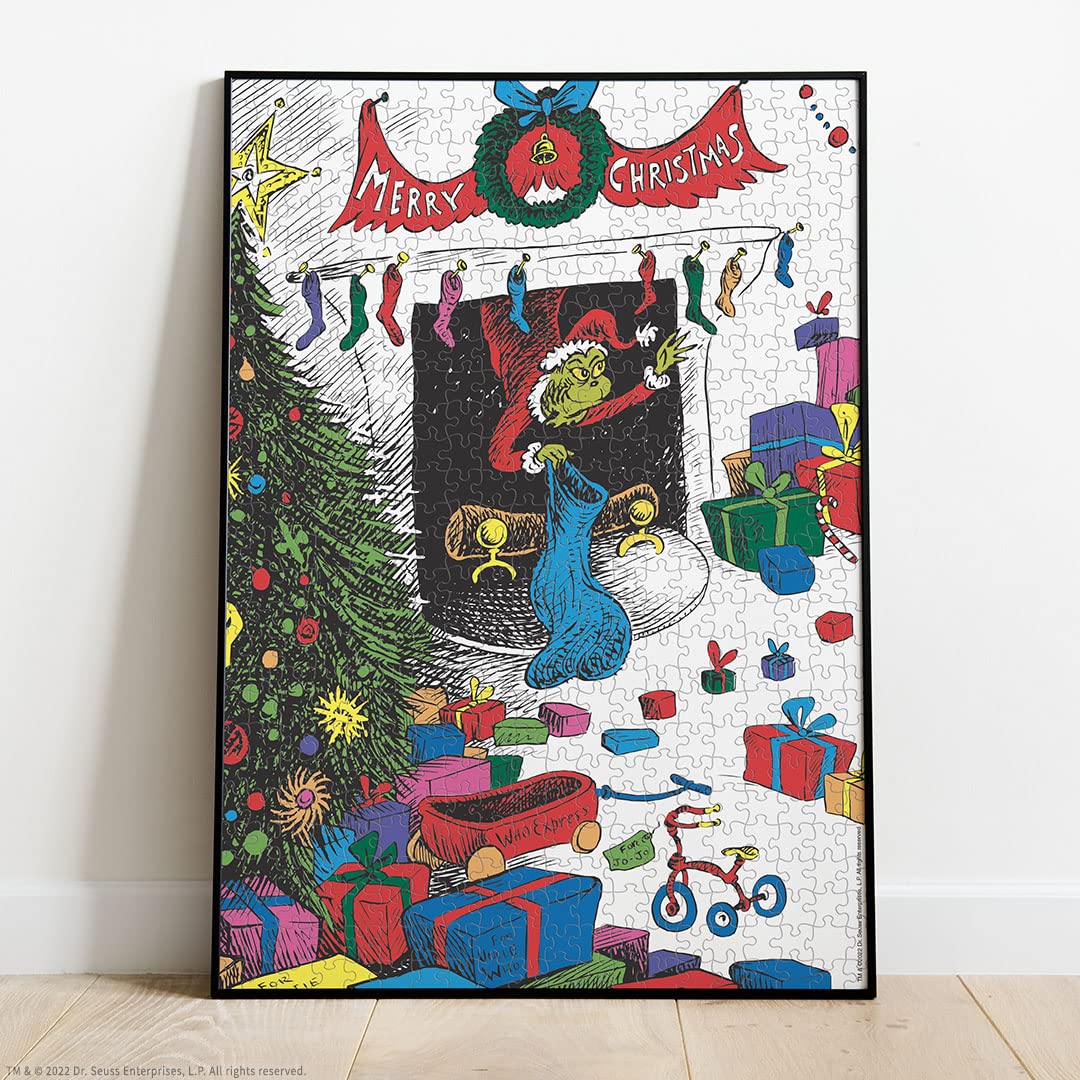 USAOPOLY Dr. Seuss Merry Grinchmas gift scene puzzle artwork ideal for gifting