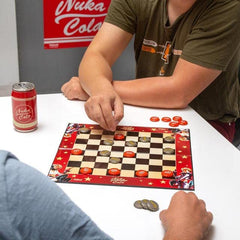 USAopoly Fallout Nuka-Cola checkers set offers a complete, twist-ready game night collection.