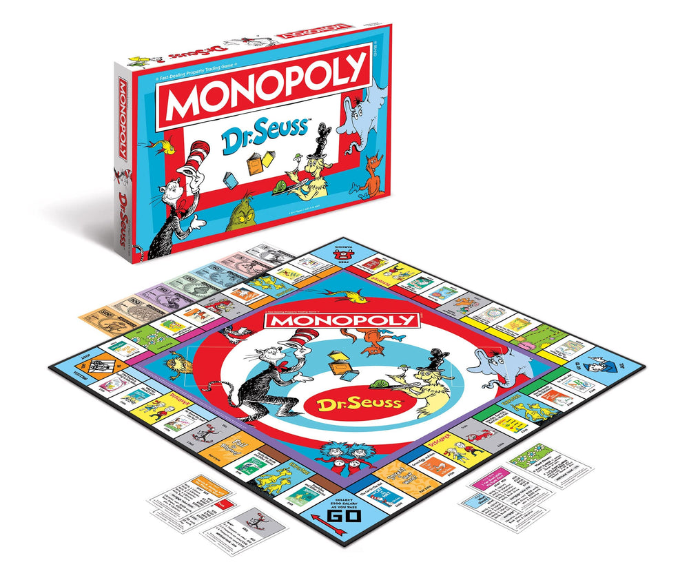 USAOPOLY Monopoly Dr. Seuss tokens feature six whimsical pieces for interactive play.