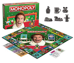 USAOPOLY Monopoly Elf board artwork highlighting movie locations for immersive gameplay