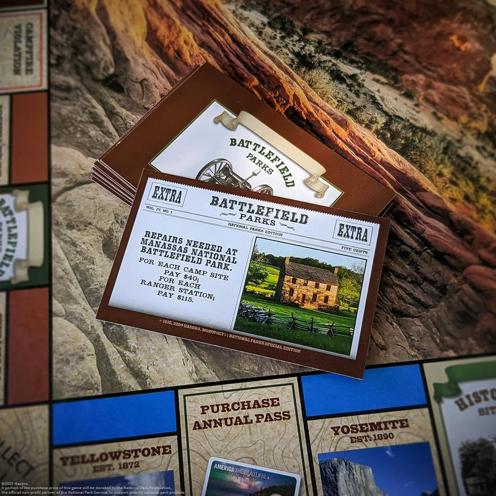 USAOPOLY Monopoly National Parks box packaging reveals contents for quick setup