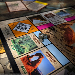 USAOPOLY Monopoly National Parks historic site cards highlight national landmarks for strategy