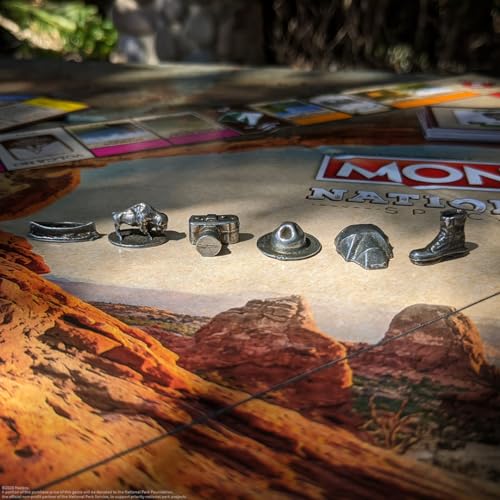 USAOPOLY Monopoly National Parks title deed cards showcase park properties and routes