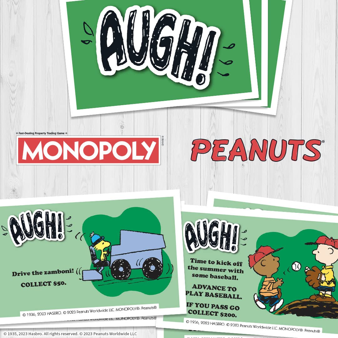 USAOPOLY Monopoly Peanuts money and rules image hints at setup