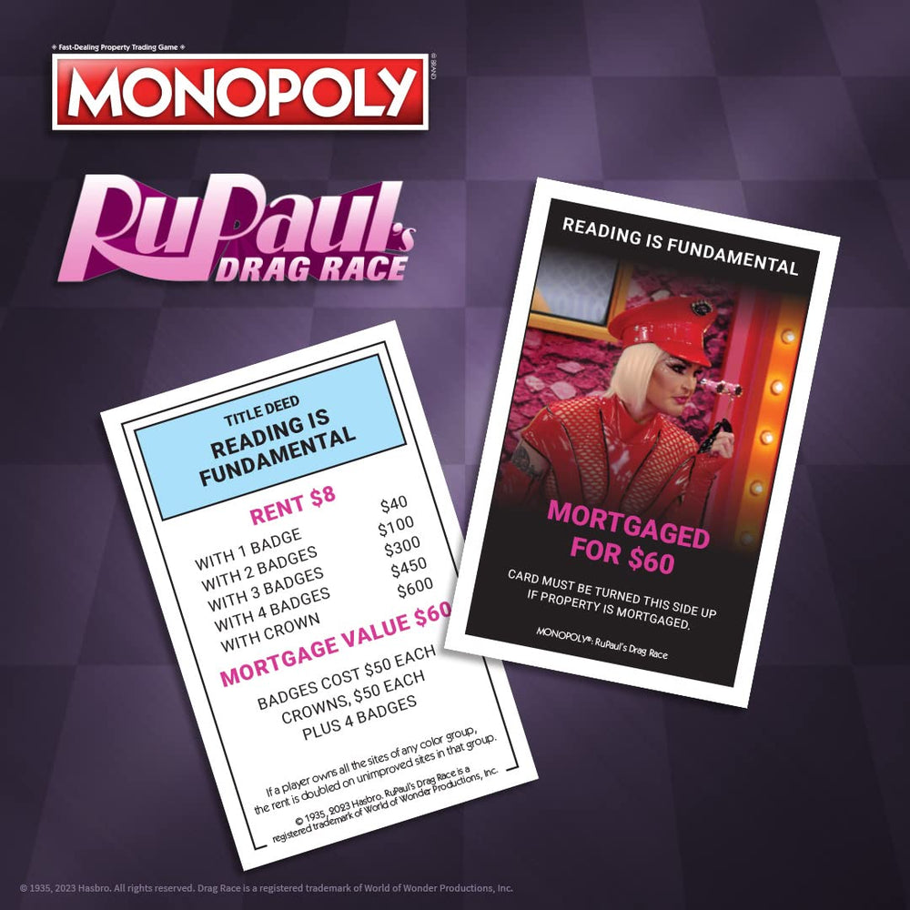 USAOPOLY Monopoly RuPaul’s Drag Race game-rules booklet helps quick setup.