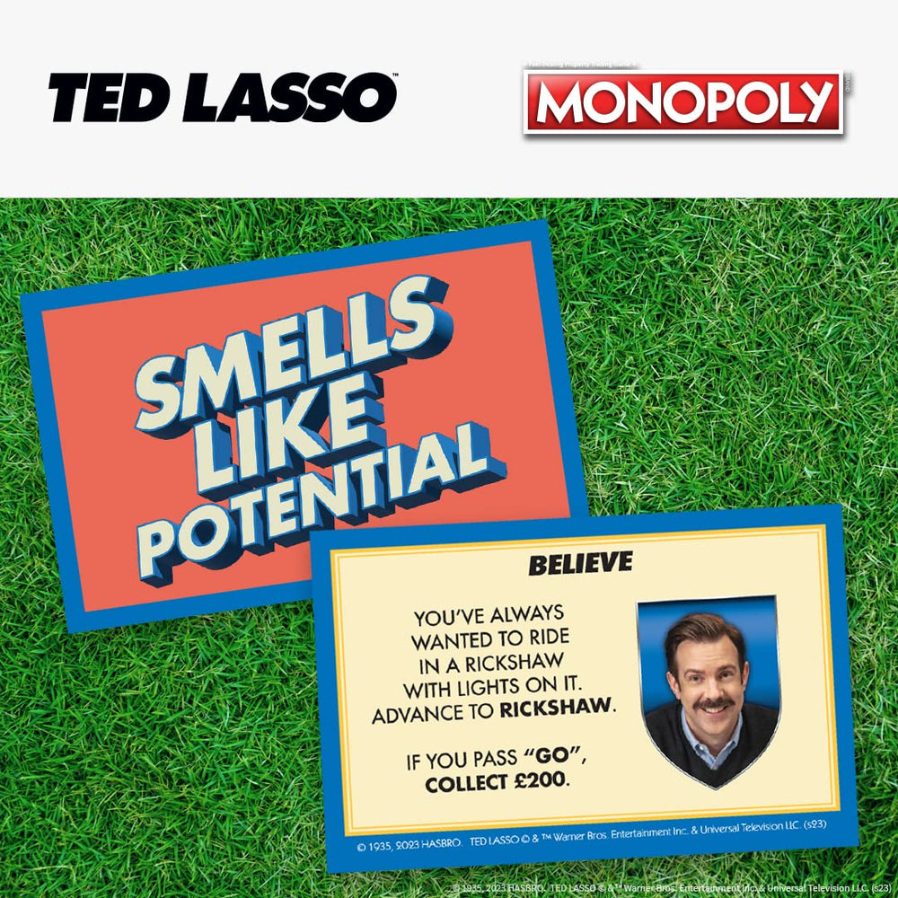 USAOPOLY Ted Lasso Owners Box token highlights key show locations.