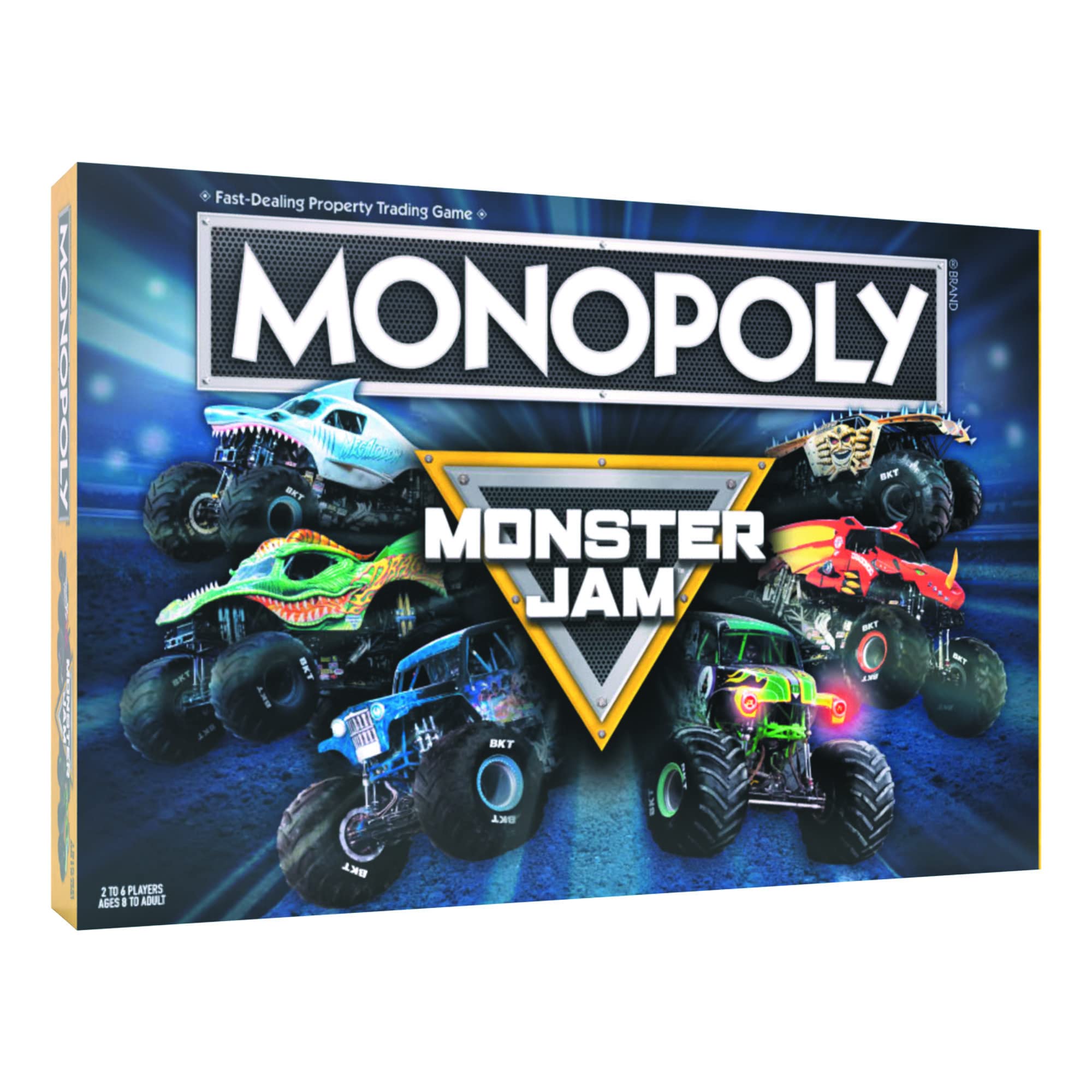 USAOPOLY Monster Jam Monopoly board artwork for family game nights