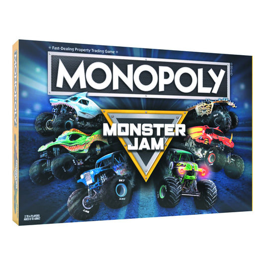 USAOPOLY Monster Jam Monopoly board artwork for family game nights