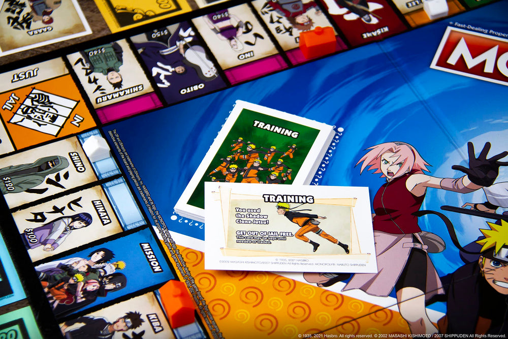 USAOPOLY Naruto Monopoly ramen bowls as hotels for themed upgrading choices.