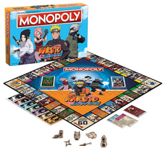 USAOPOLY Naruto Monopoly title deeds showcase ninjas and iconic locations for strategic trading.