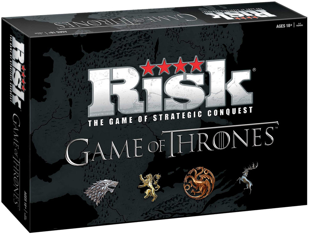 USAOPOLY Risk Game of Thrones Edition front packaging with iconic title and collectible artwork
